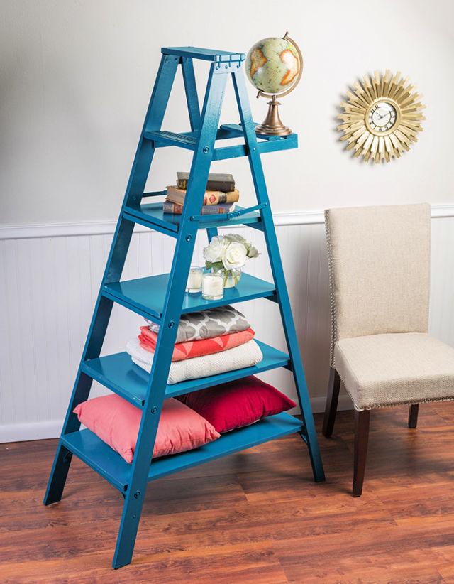 Make a Spray Painted Ladder Shelf