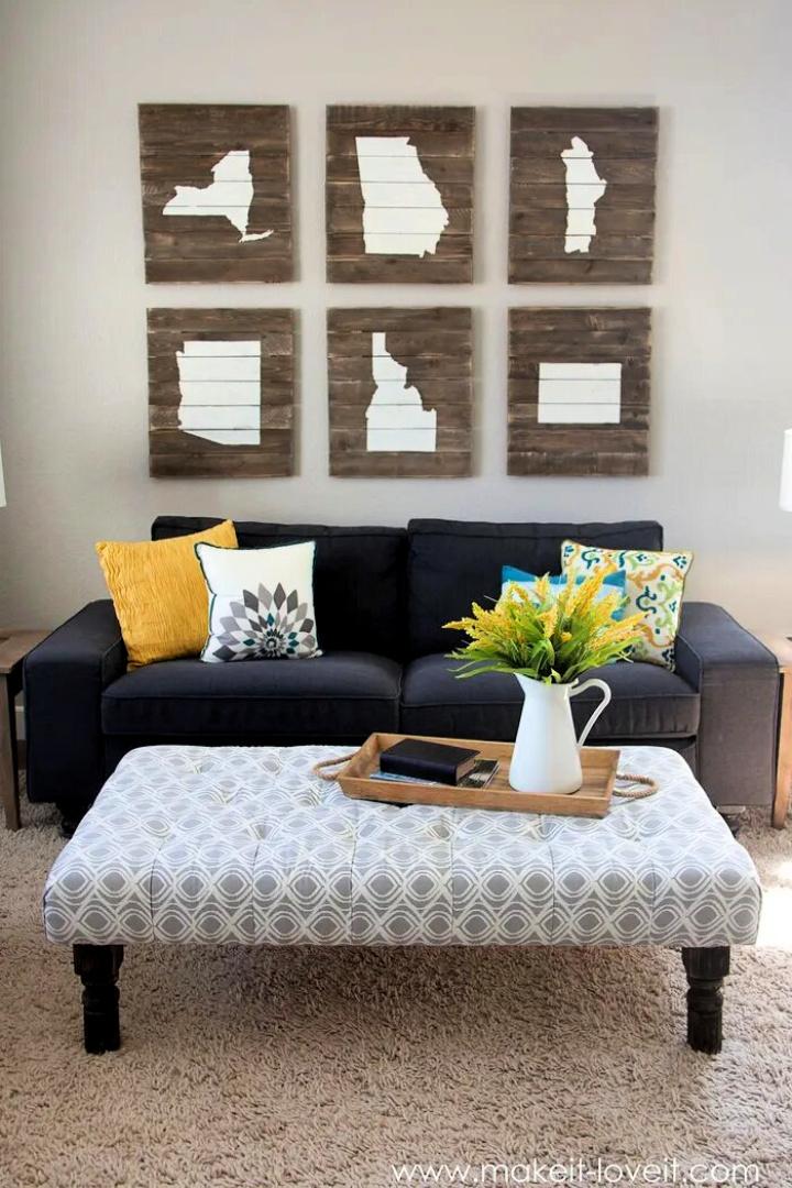 Tufted Fabric Ottoman From an Old Table