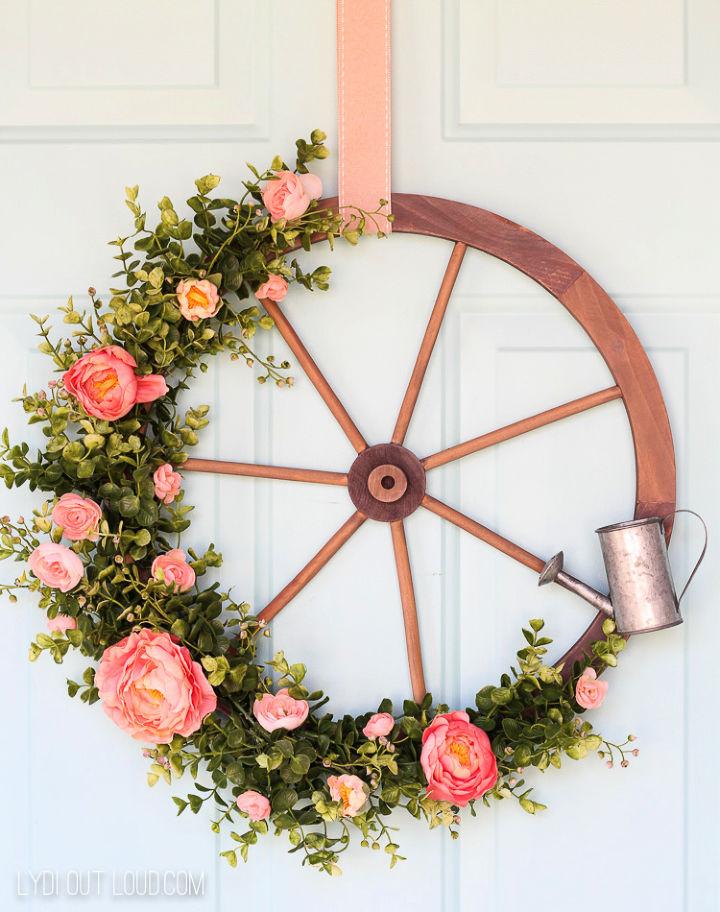 DIY Wagon Wheel Farmhouse Style Wreath