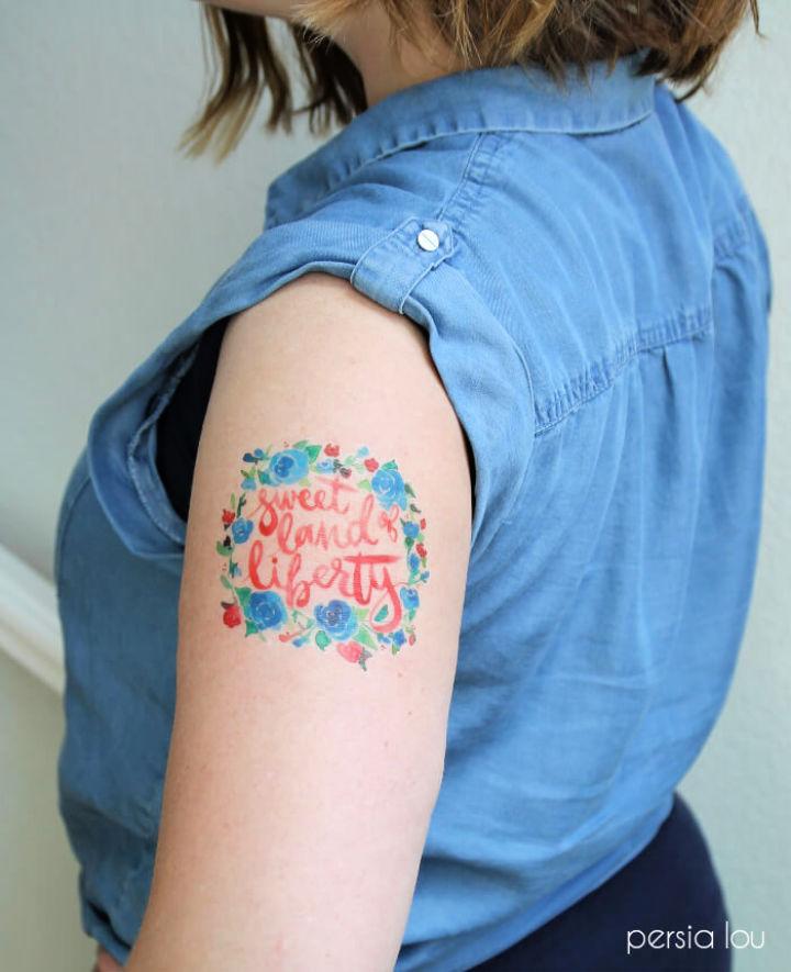 Watercolor Fourth Of July Temporary Tattoos