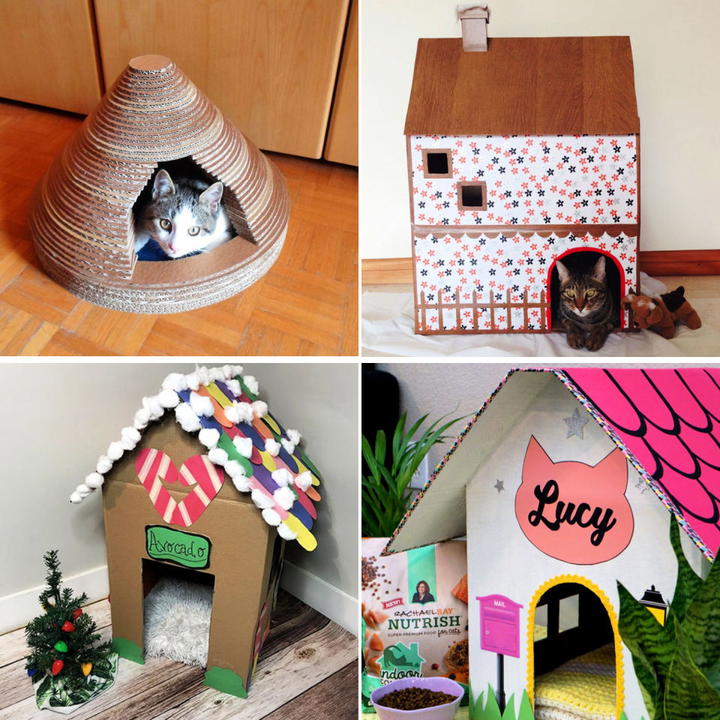 20 Easy DIY Cardboard Cat House Ideas