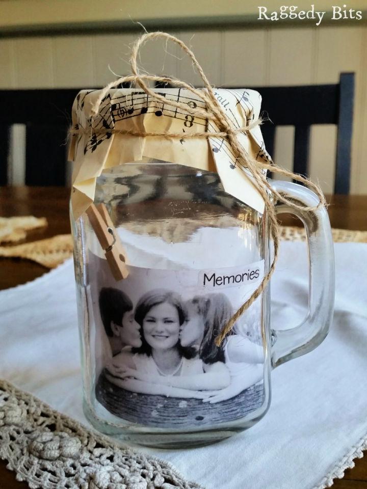 Glass Jar Photo Holder Gift Idea