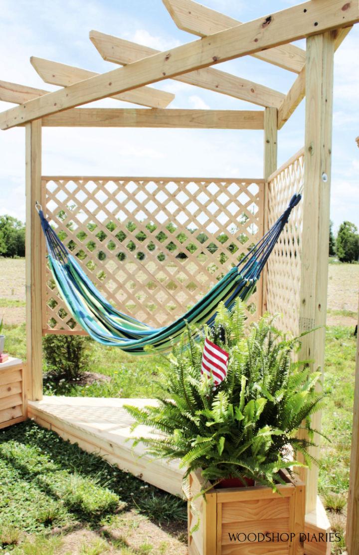 Hammock Stand with Floating Deck & Pergola