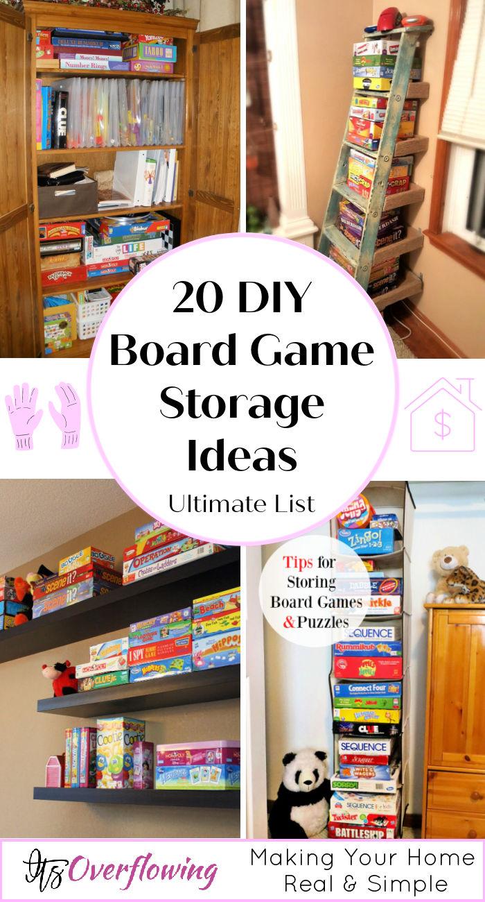 Board Game Storage Ideas for Family Game Night  Board game storage,  Shelves projects, Game storage