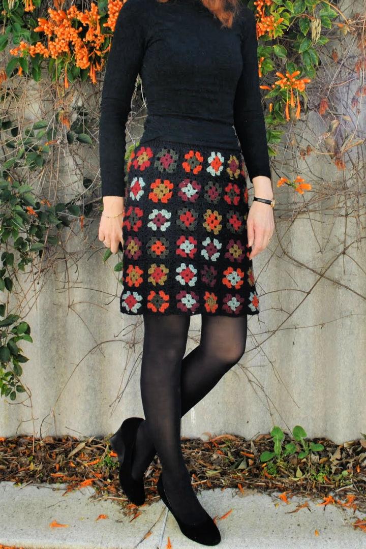 Crocheted Granny Squares Skirt Pattern