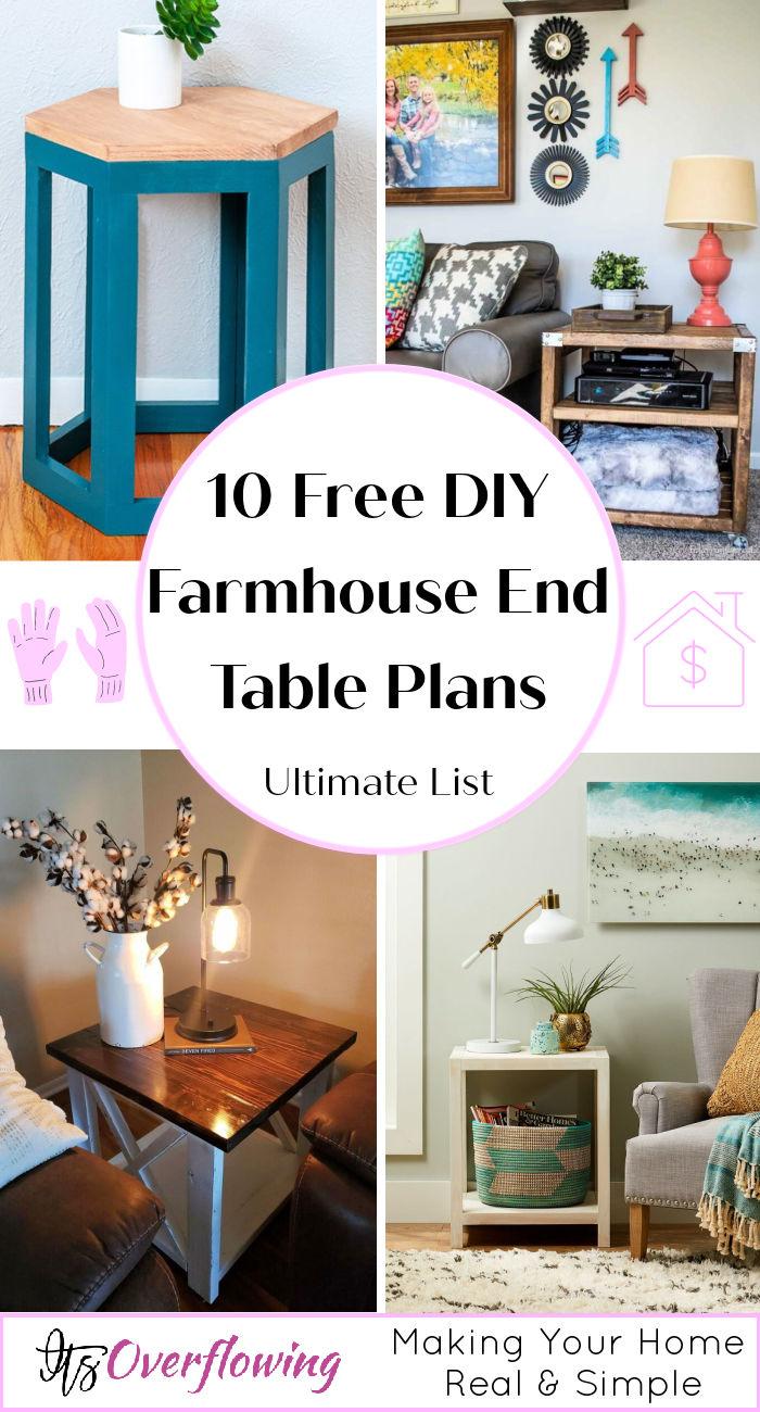 10 Free DIY Farmhouse End Table Plans