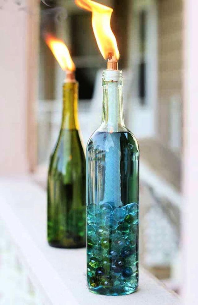 DIY Wine Bottle Citronella Candles