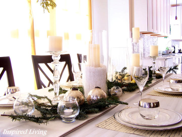 dining room set for a winter christmas party