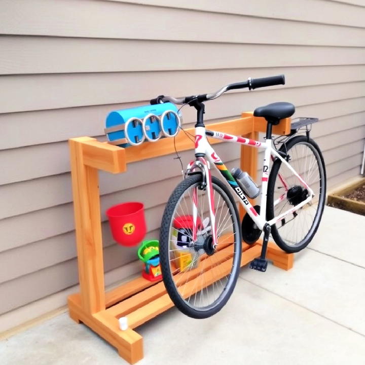 bike rack outdoor toy storage idea