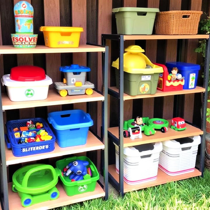 outdoor shelves for outdoor toy storage