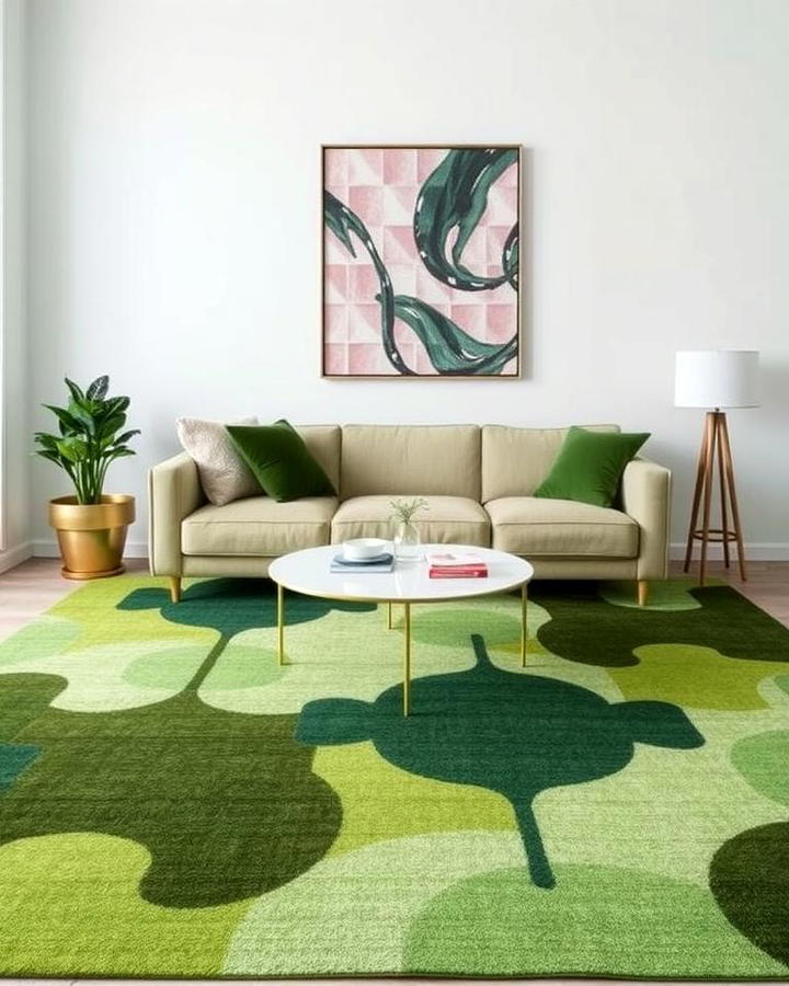 Abstract Patterned Green Rugs