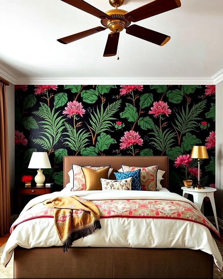 Accent Wall Bedroom With Bold Wallpaper