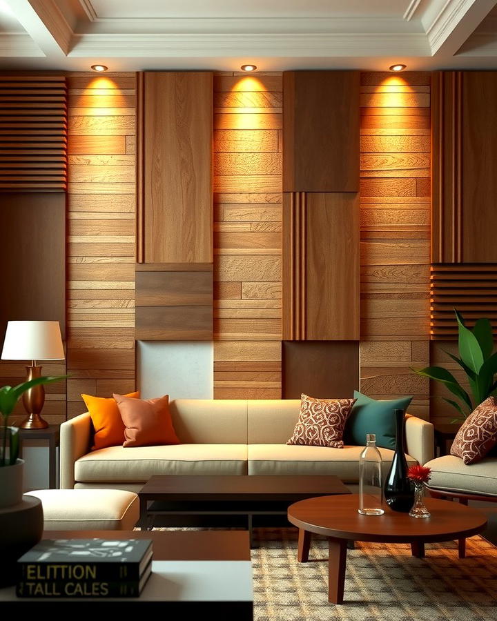 Accent Walls with Textured Brown Panels