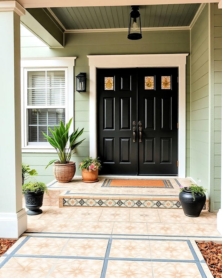 Adding Patterned Tiles to the Porch