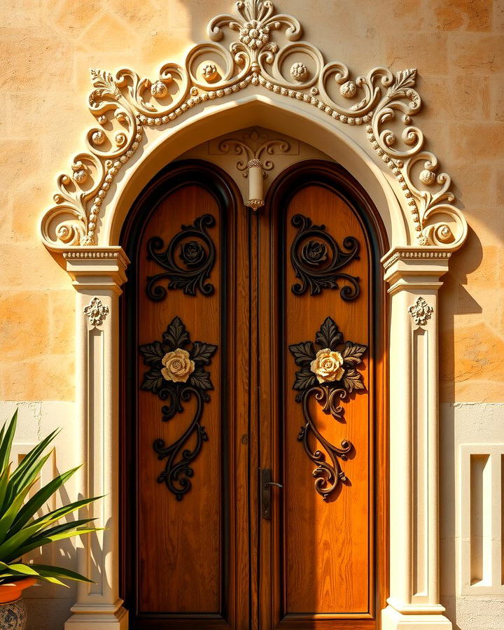 Arched Doors with Floral Carvings