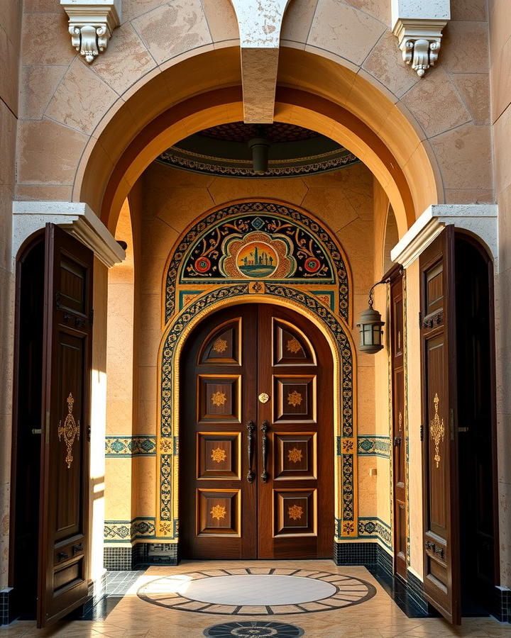 Arched Doors with Mosaic Detailing