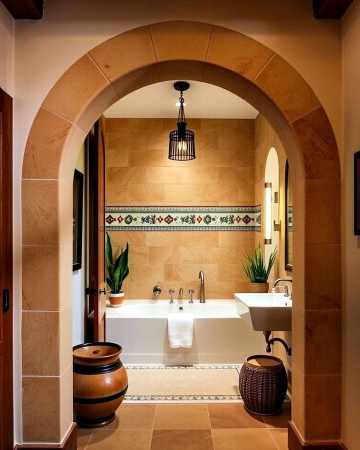 Arched Doorway Mexican Bathroom