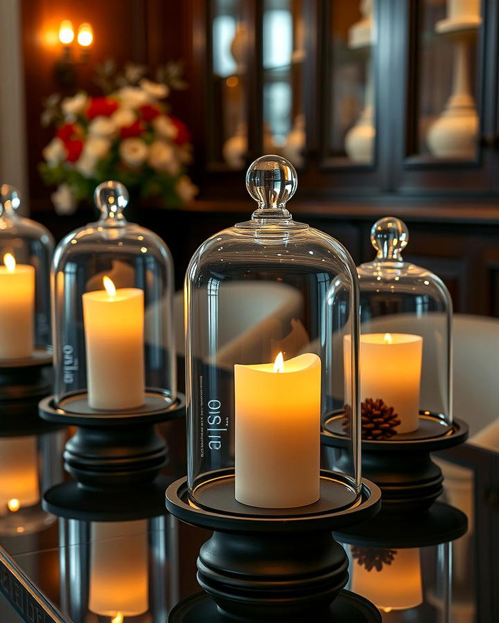 Arrange Candle Displays in Glass Domes