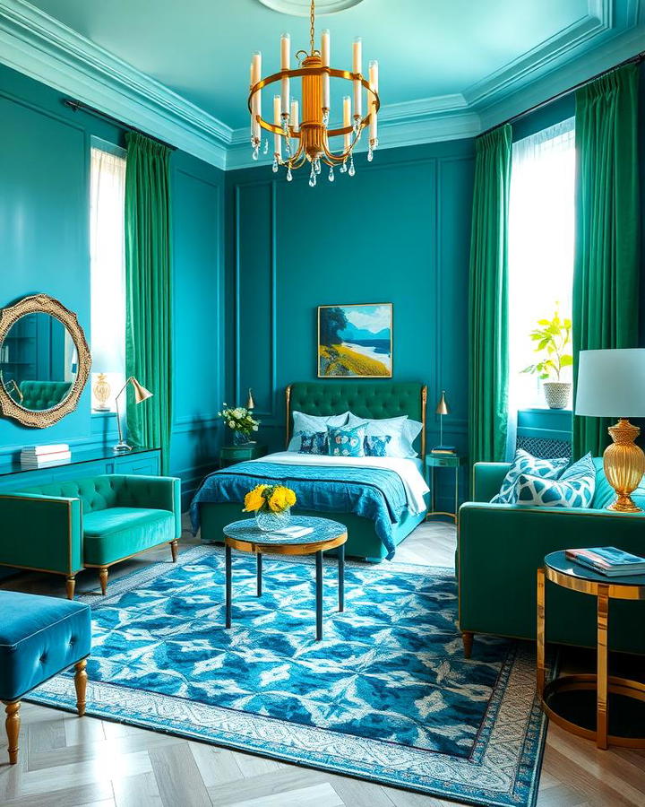 Art Deco Blue and Green Glam