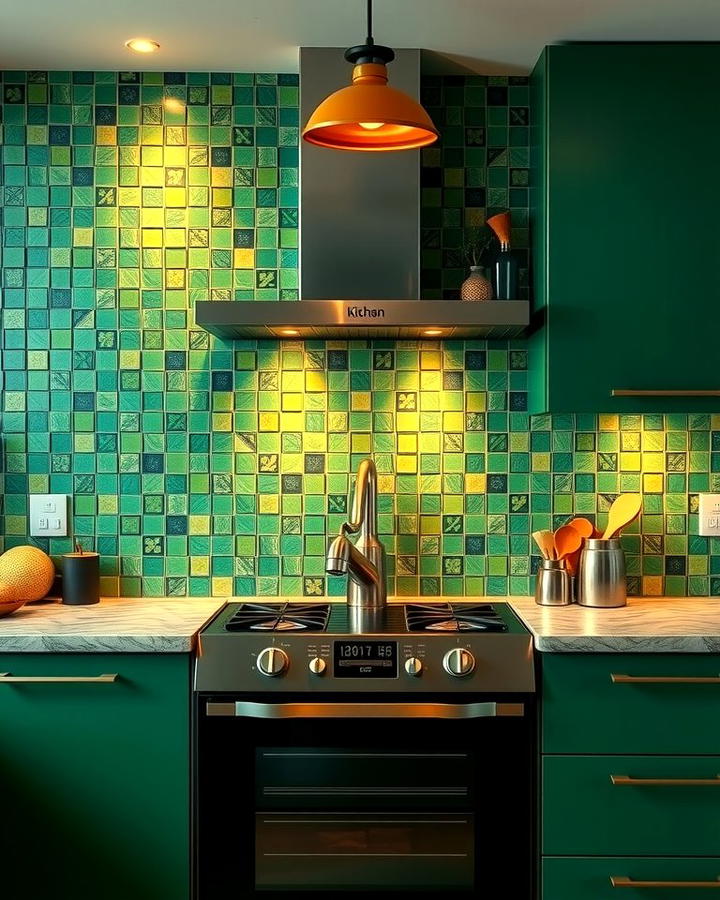 Artistic Flair with Green Mosaic Tiles