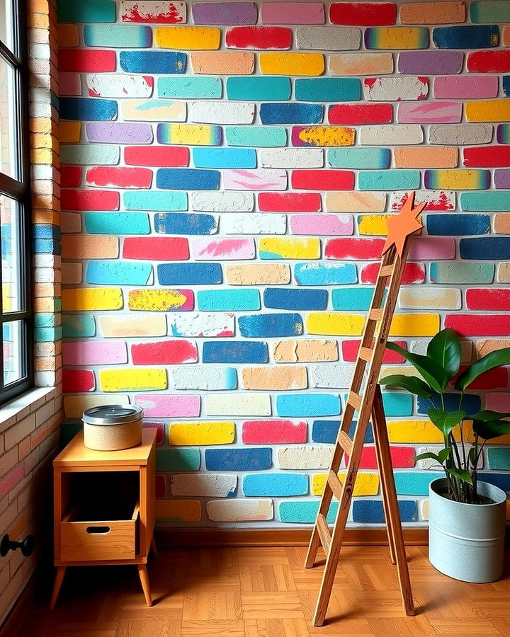 Artistic Flair with Multi Colored Brick Wallpaper