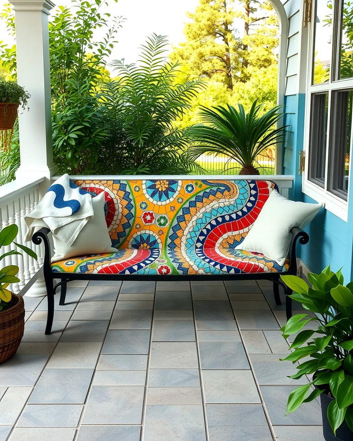 Artistic Mosaic Bench