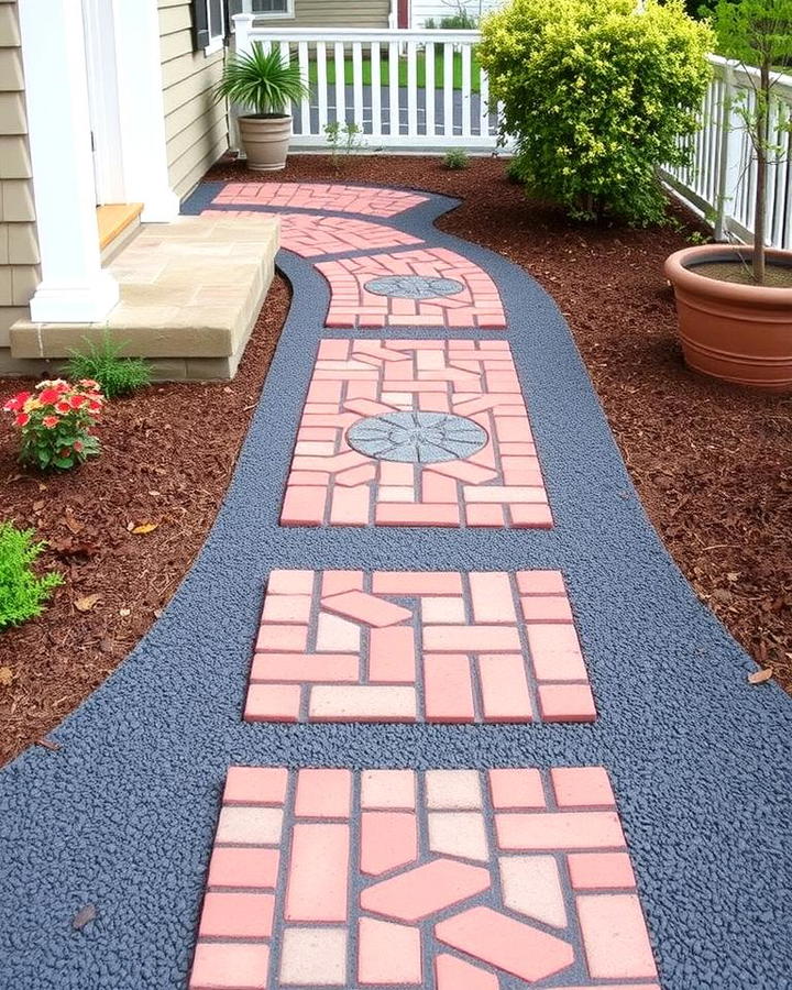 Asphalt Walkways with Brick Insets