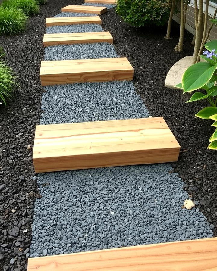 Asphalt Walkways with Wooden Accents