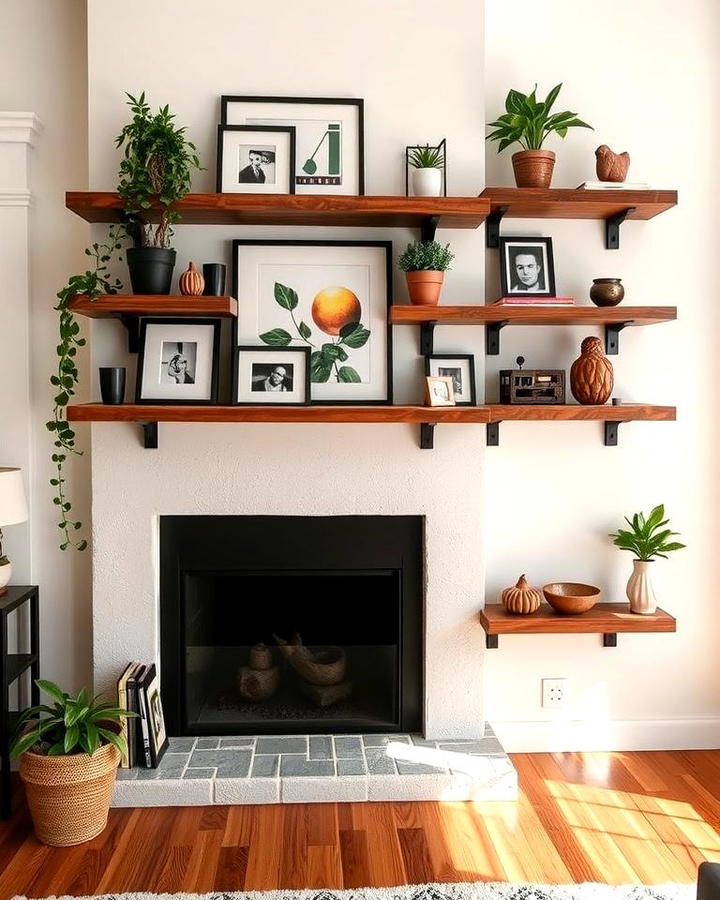 Asymmetrical Floating Shelf Arrangement