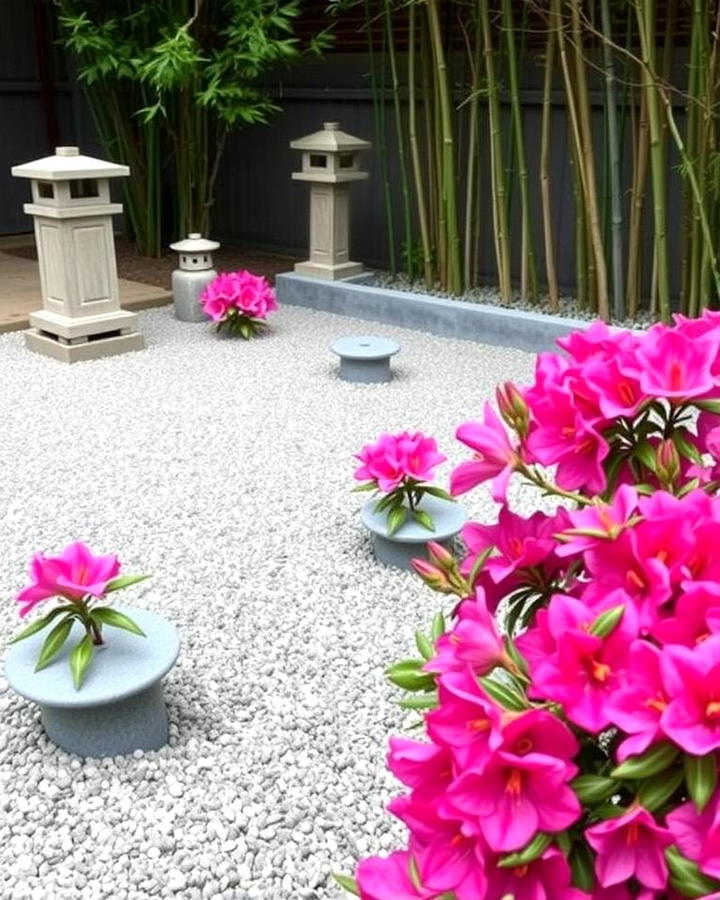 Azaleas in Japanese Zen Gardens