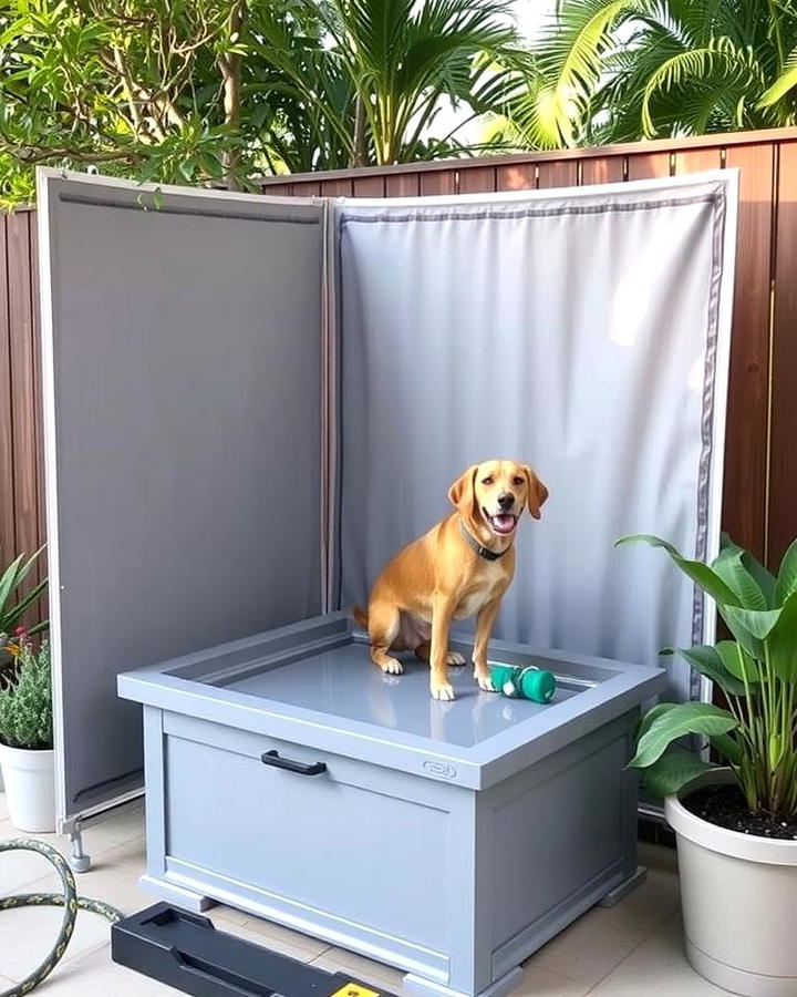 Backyard Dog Wash Zone with Privacy Screen