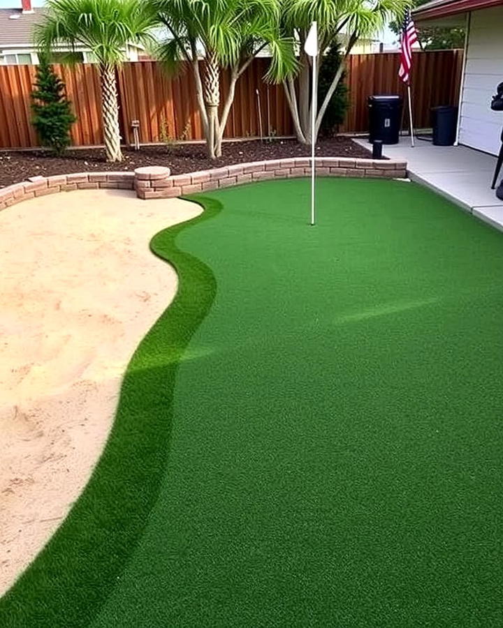 Backyard Putting Green with a Sand Trap