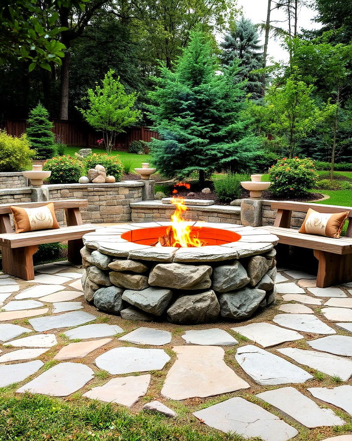 Backyard Rustic Stone Fire Pit