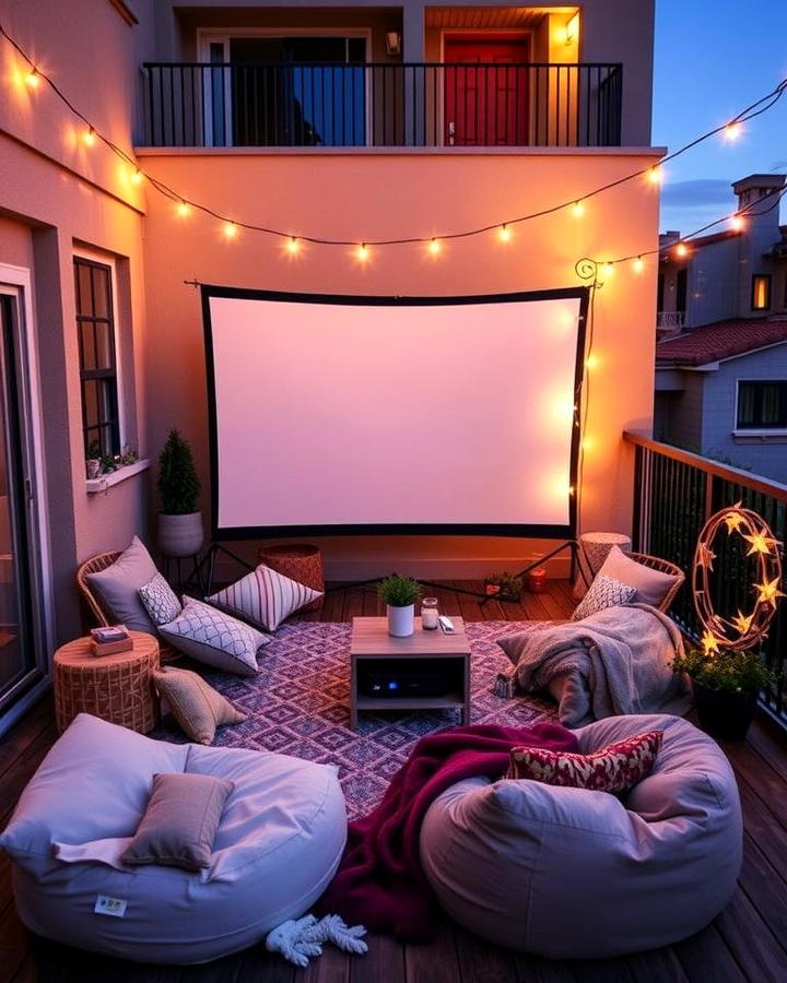 Balcony Movie Night Setup