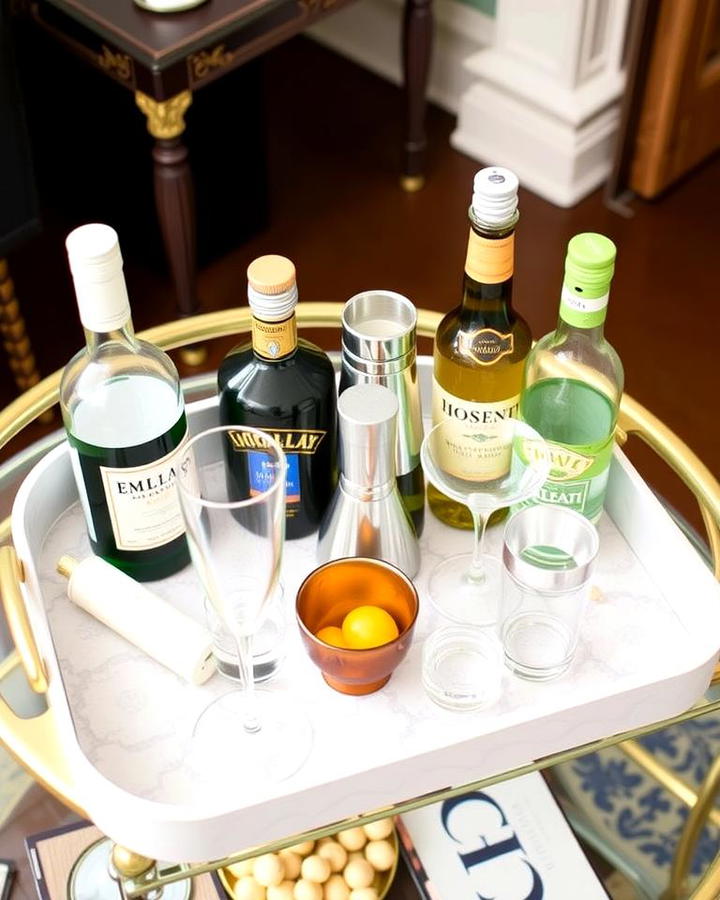 Bar Cart Tray Arrangement