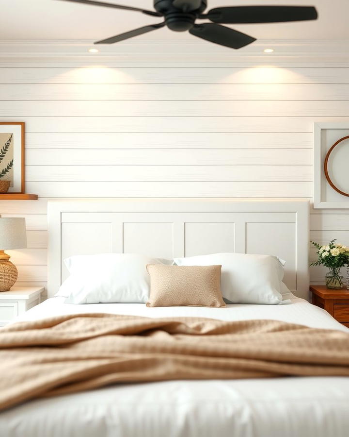 Beadboard Accent Wall in the Bedroom