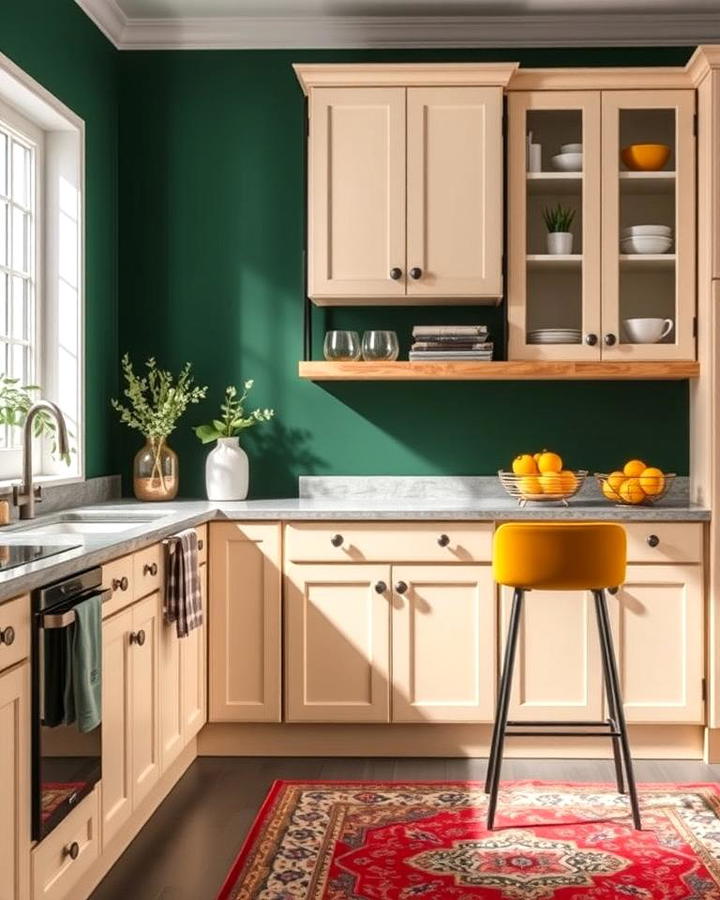 Beige Cabinets with Bold Accents