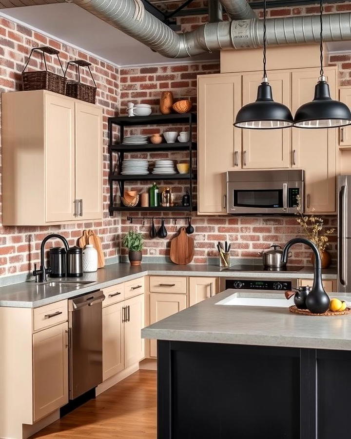 Beige Cabinets with Industrial Elements