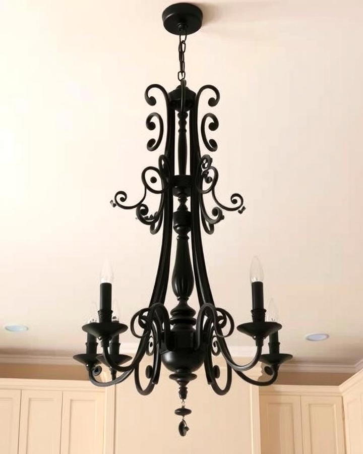 Beige Ceiling with Black Chandeliers