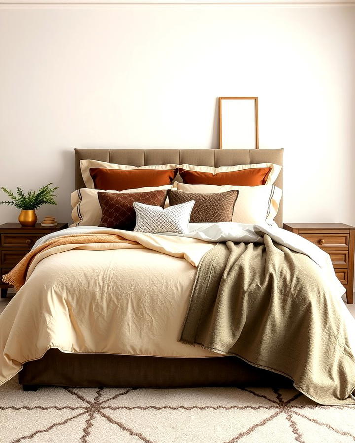 Beige and Brown Layered Bedding