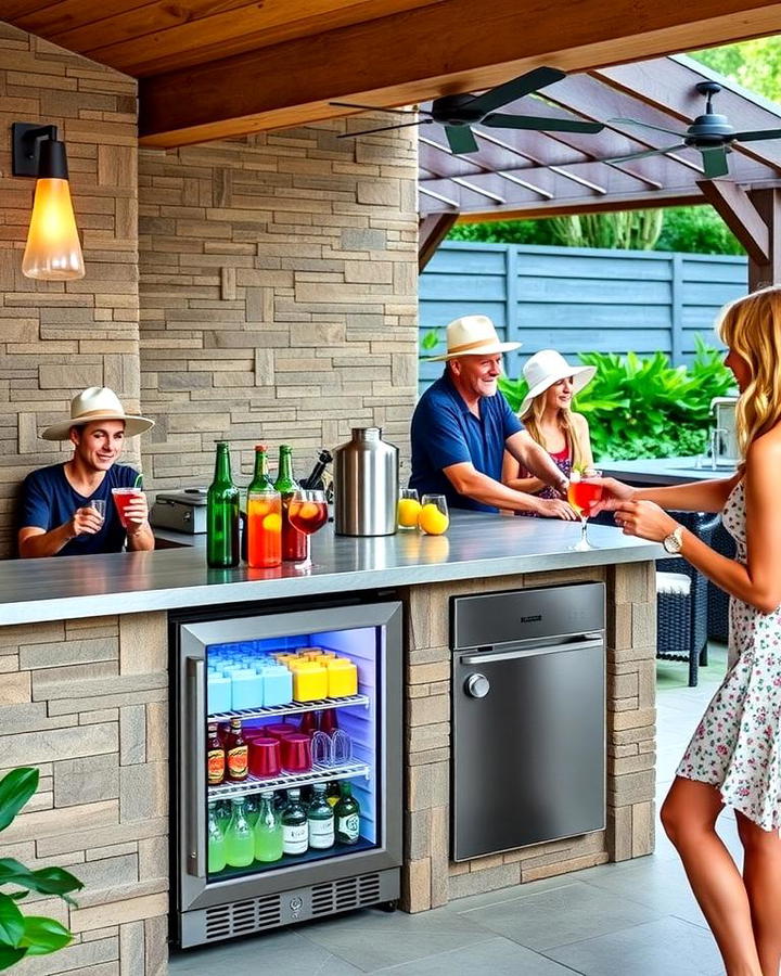 Beverage Station with Mini Fridge