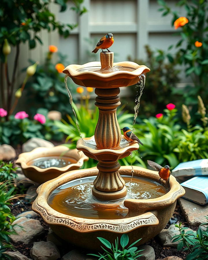 Birdbath Fountain for a Multi Purpose Feature