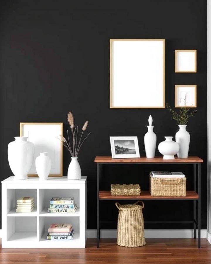 Black Accent Wall with White Décor