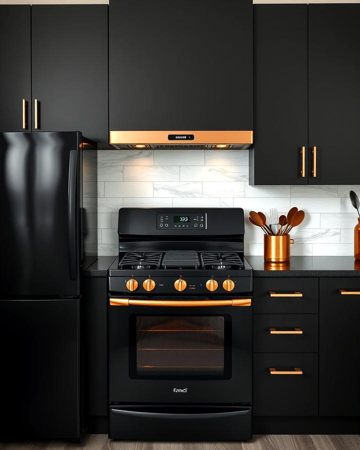 Black Appliances with Copper Trim