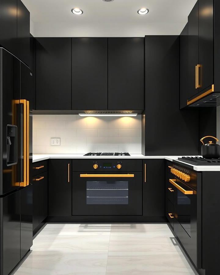 Black Appliances with Gold Trims