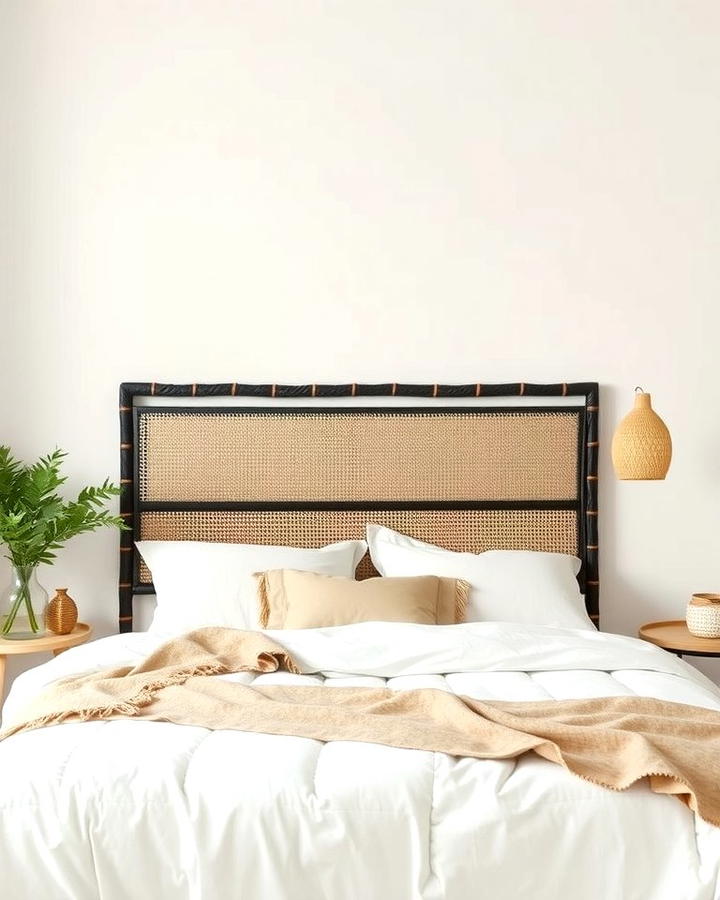 Black Cane Headboard for a Natural Touch