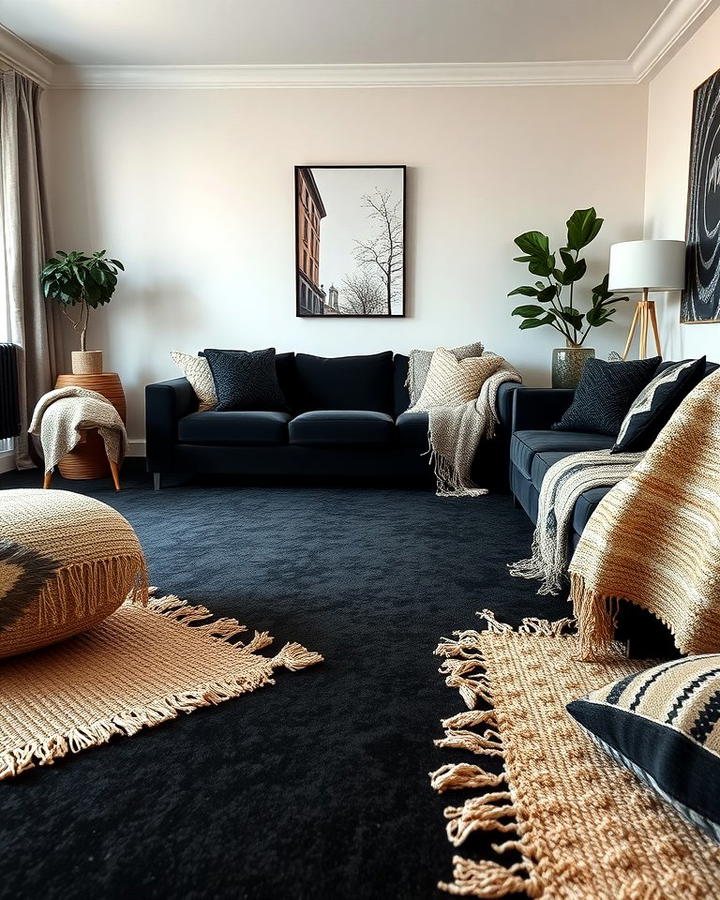 Black Carpet with Layered Textures