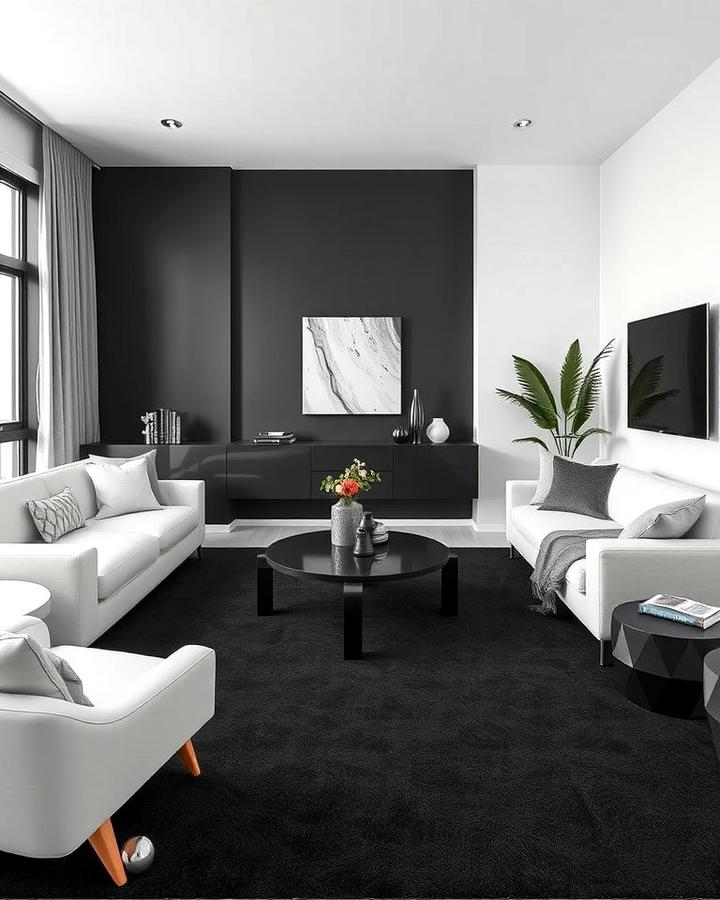 Black Carpet with Monochrome Decor