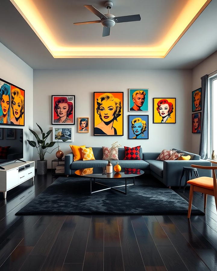 Black Carpet with Pop Art Decor