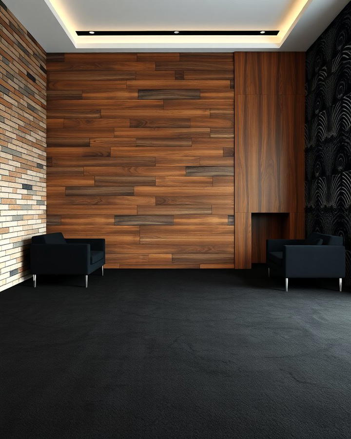 Black Carpet with Textured Walls